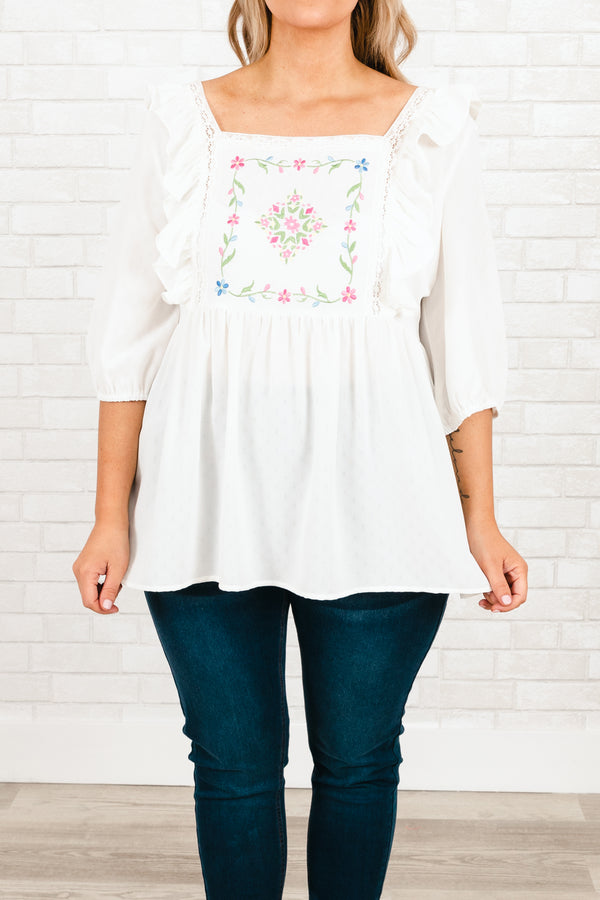 Brunch Now Top, White