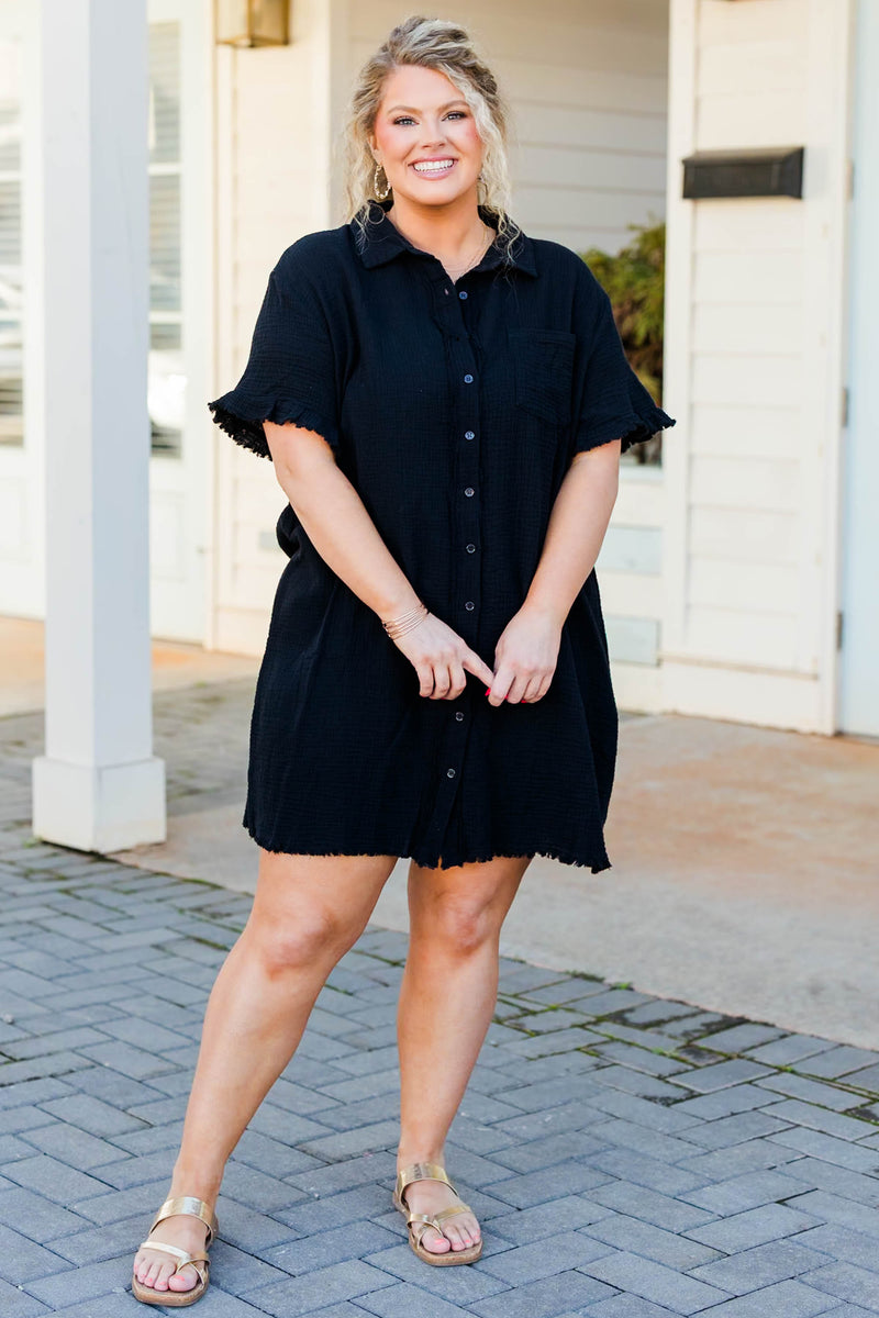 plus size black bubble dress Plus Size Bubble Hem Corset Waist Long Sleeve High Neck, Sweet Trip Bubble Mini Dress in Black, Size 1X,