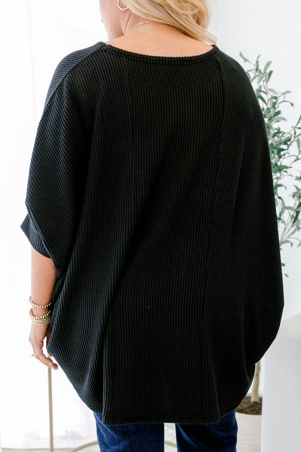 Chic Soul plus size clothing, black short sleeve dolman top