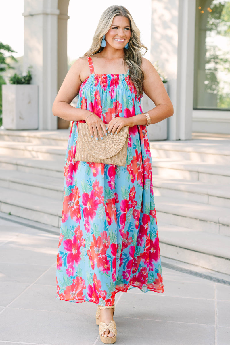 blue dress with orange flowers Cabana Mama Dress, Tropical – Chic Soul