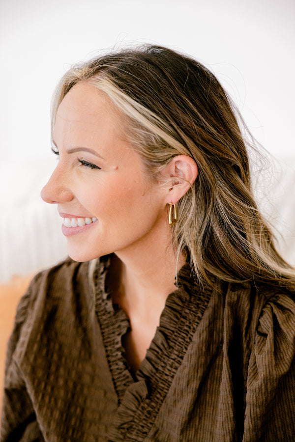 Chic Soul plus size clothing, gold square hoop earrings 