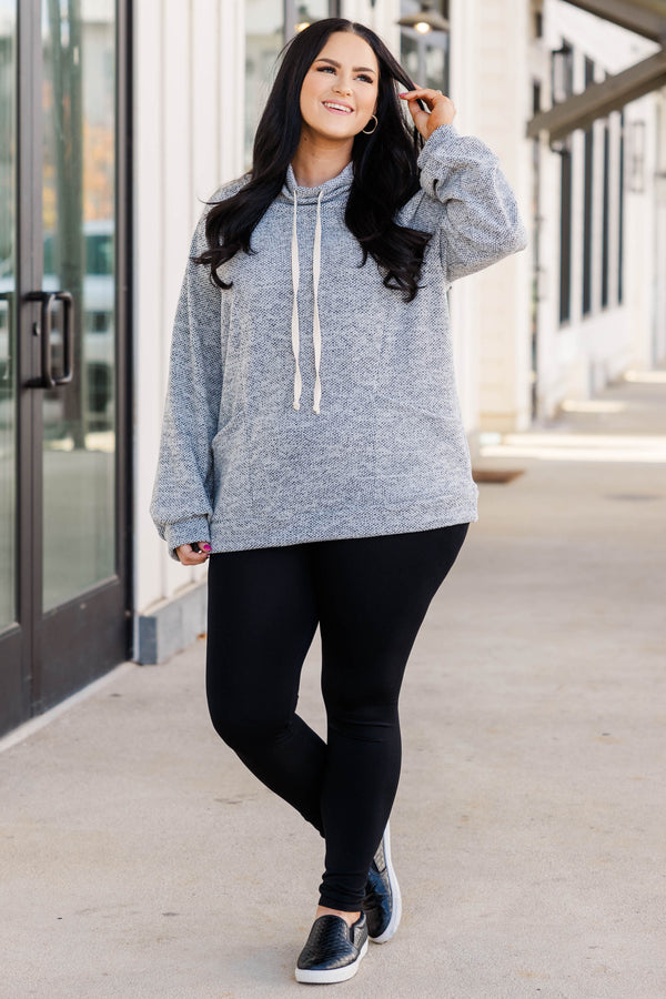 Chic Soul plus size clothing, heather gray pullover with a high neckline