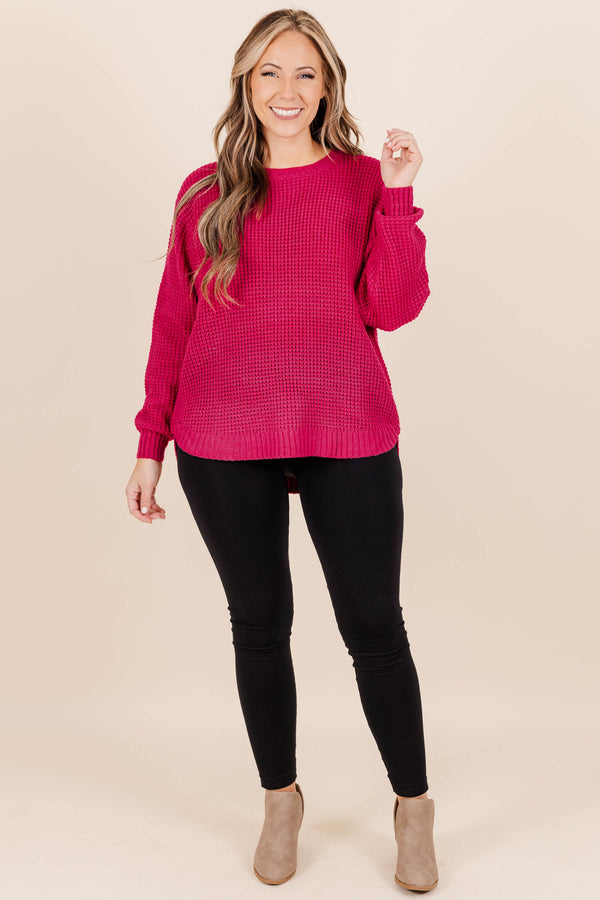 Call Me Tomorrow Sweater, Magenta – Chic Soul