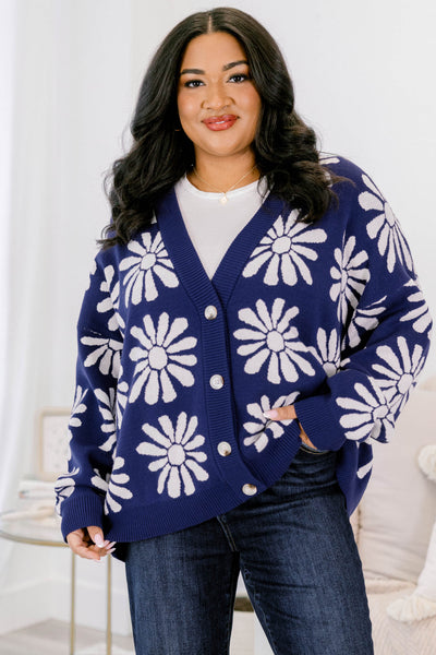 oheshio オヘシオ カーディガン flower navy Call On Me Cardigan, Navy – Chic Soul