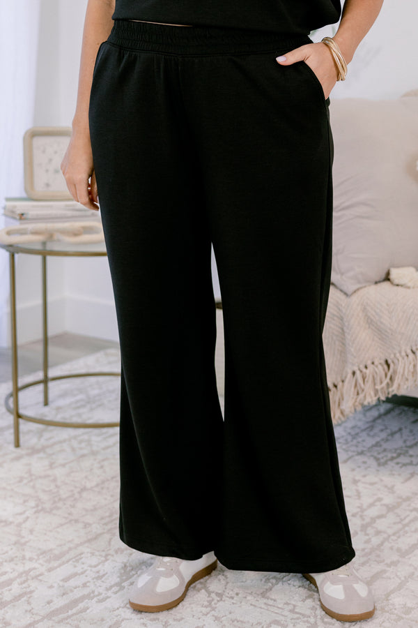 Chic Soul plus size clothing, black wide leg pants and short sleeve top matching set 