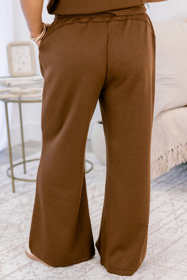 Chic Soul plus size clothing, dark brown wide leg pants and short sleeve top matching set 