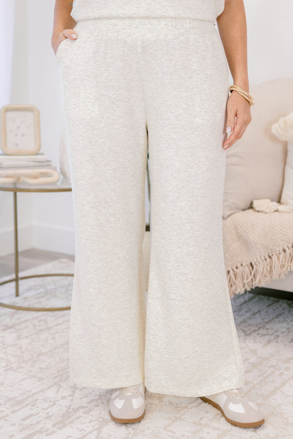 Chic Soul plus size clothing, light heather grey wide leg pants and short sleeve top matching set 