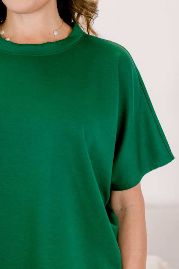 Chic Soul plus size clothing, green wide leg pants and short sleeve top matching set 