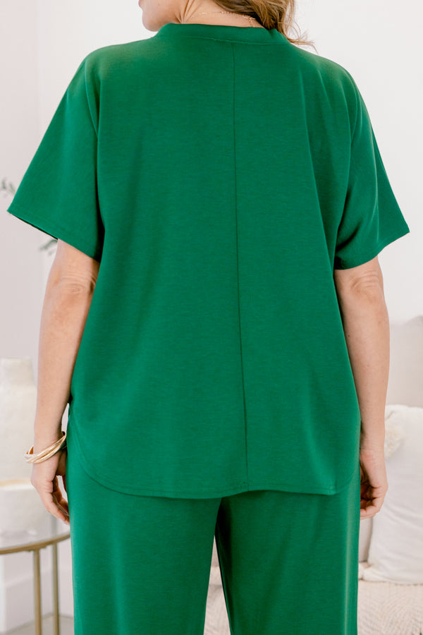 Chic Soul plus size clothing, green wide leg pants and short sleeve top matching set 