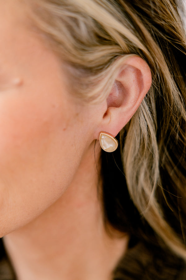 Chic Soul plus size clothing, gold tear drop stud earrings