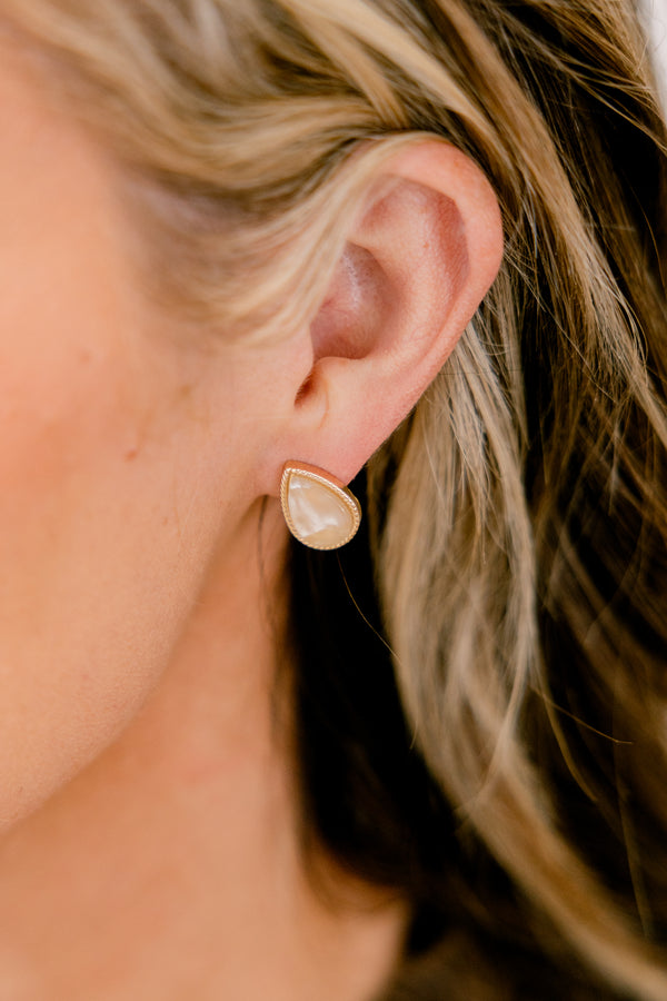 Chic Soul plus size clothing, gold tear drop stud earrings