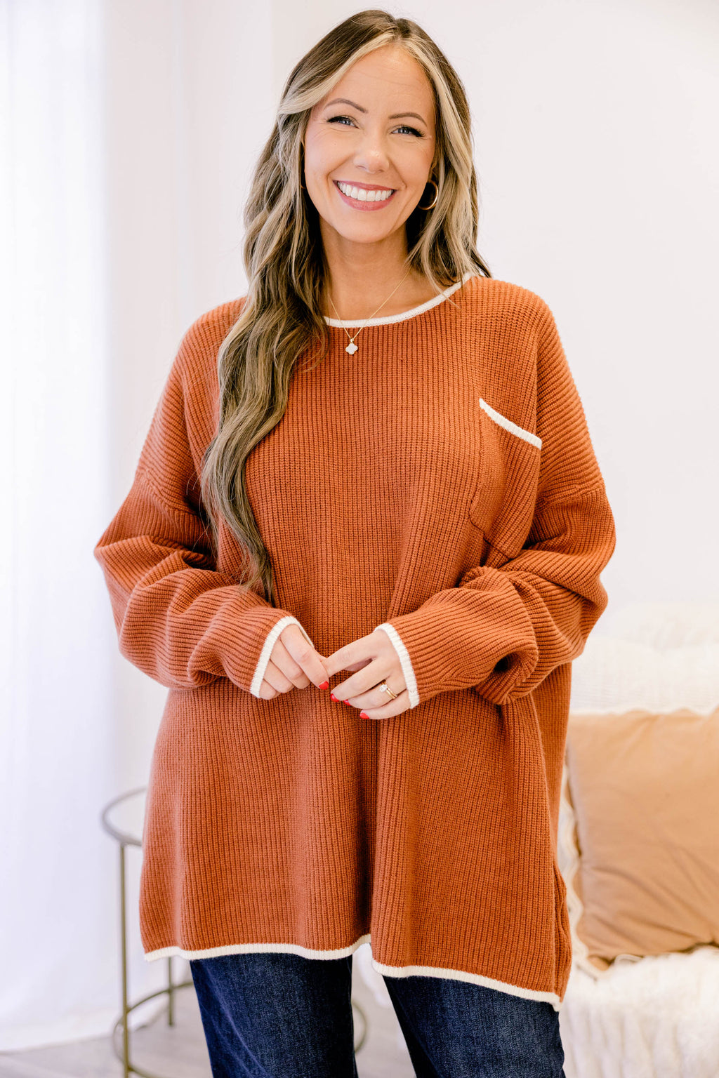 Can't Keep Going Sweater, Rust-Cream – Chic Soul