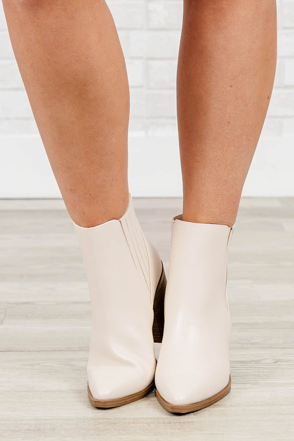 Chic Soul Plus size clothing, Ivory ankle booties with pointed toe and heels.
