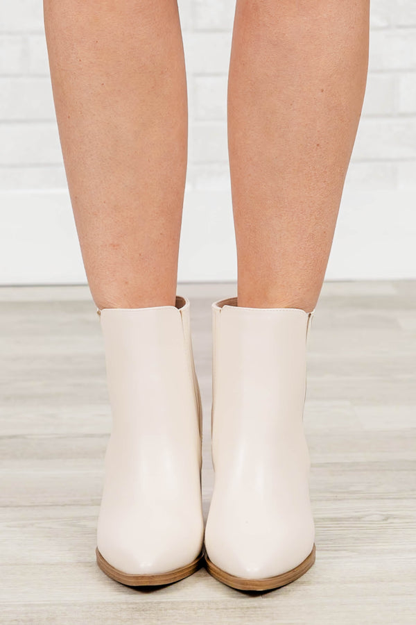 Chic Soul Plus size clothing, Ivory ankle booties with pointed toe and heels.
