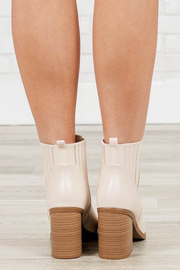 Chic Soul Plus size clothing, Ivory ankle booties with pointed toe and heels.