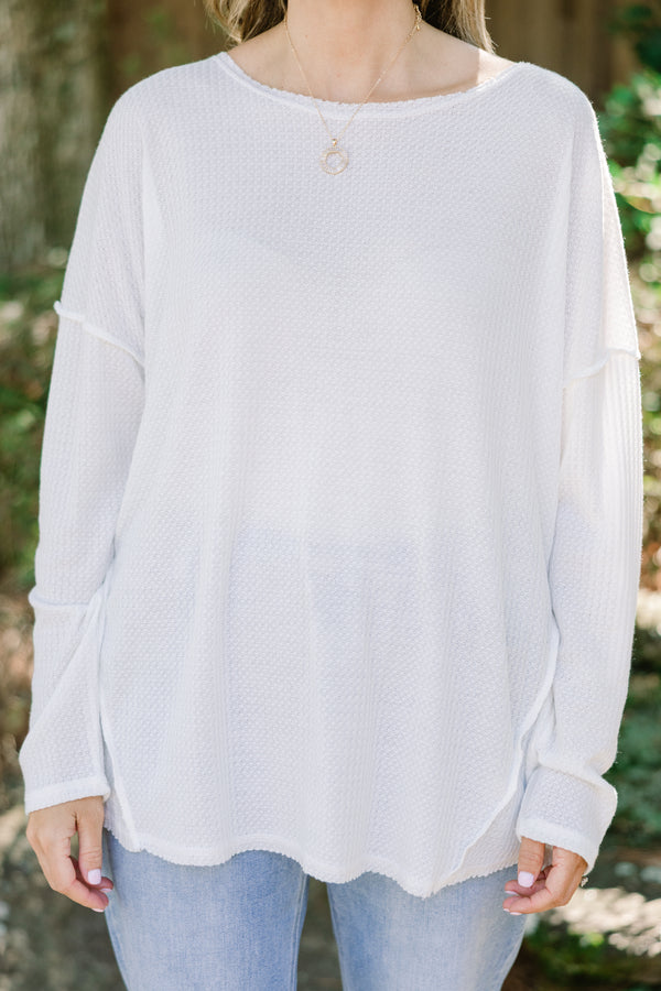 Chic Soul plus size clothing, off white long sleeve thin causal top