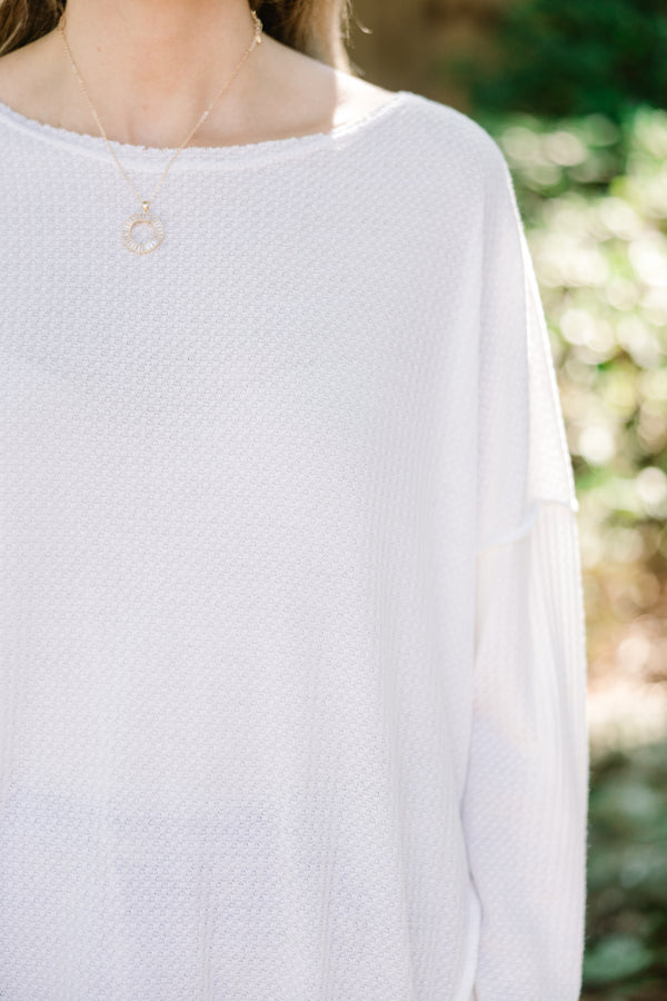 Chic Soul plus size clothing, off white long sleeve thin causal top