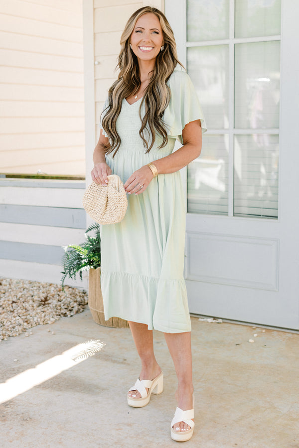 midi dress sage green Won Your Heart Sage Green Midi Dress