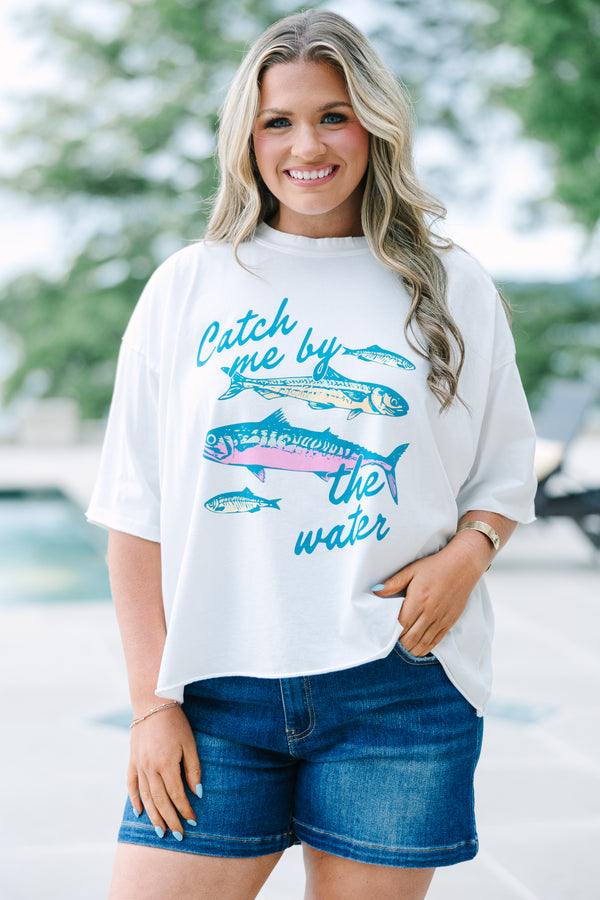 Chic Soul plus size clothing, white boxy tee with fish graphic