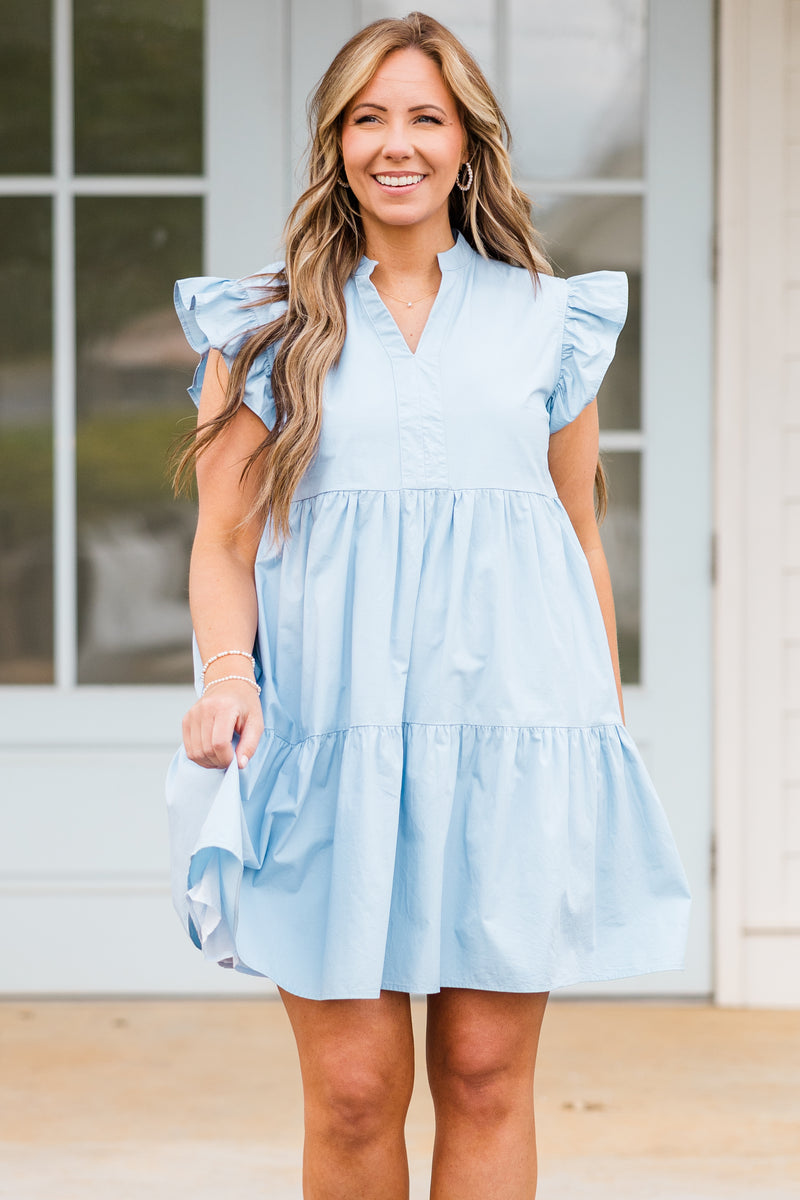 blue colour short dress Women's Charmingly Cute Dress, Blue