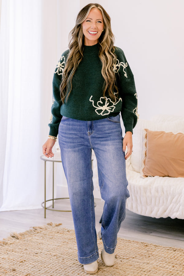 Chic Soul plus size clothing, medium wash denim blue straight leg jeans with a finished hem
