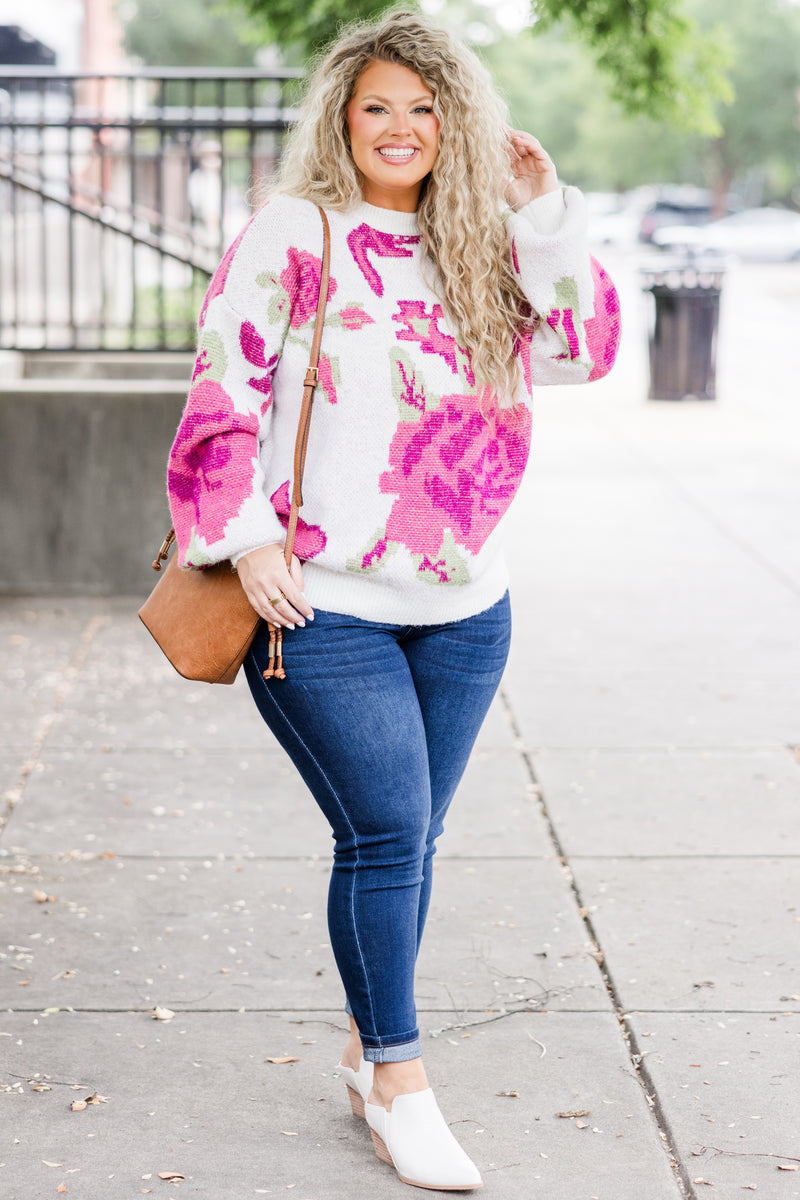 Cherry Blossoms Kisses Sweater, White – Chic Soul