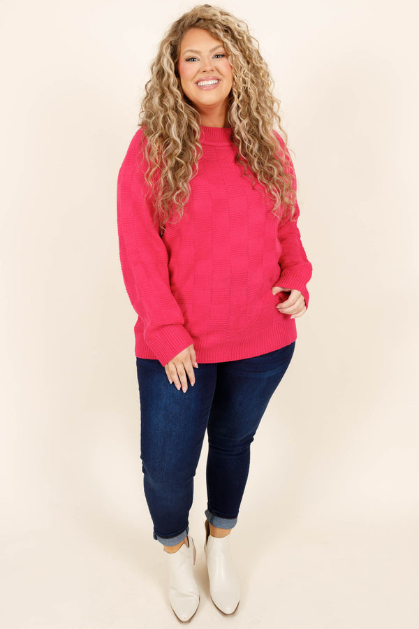 Chic Soul plus size clothing, hot pink soft knitted sweater