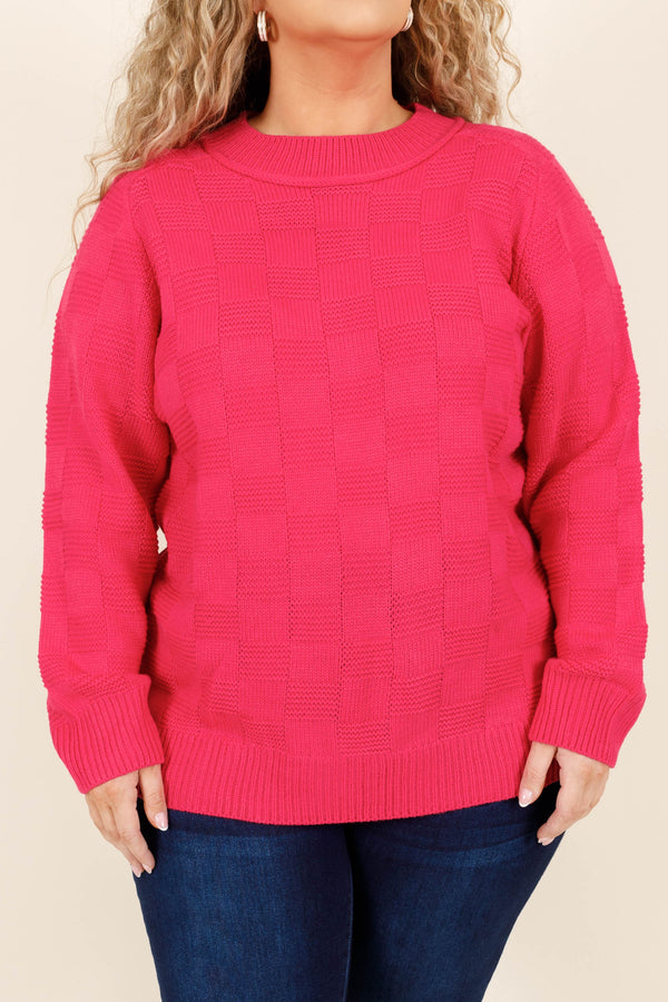 Chic Soul plus size clothing, hot pink soft knitted sweater