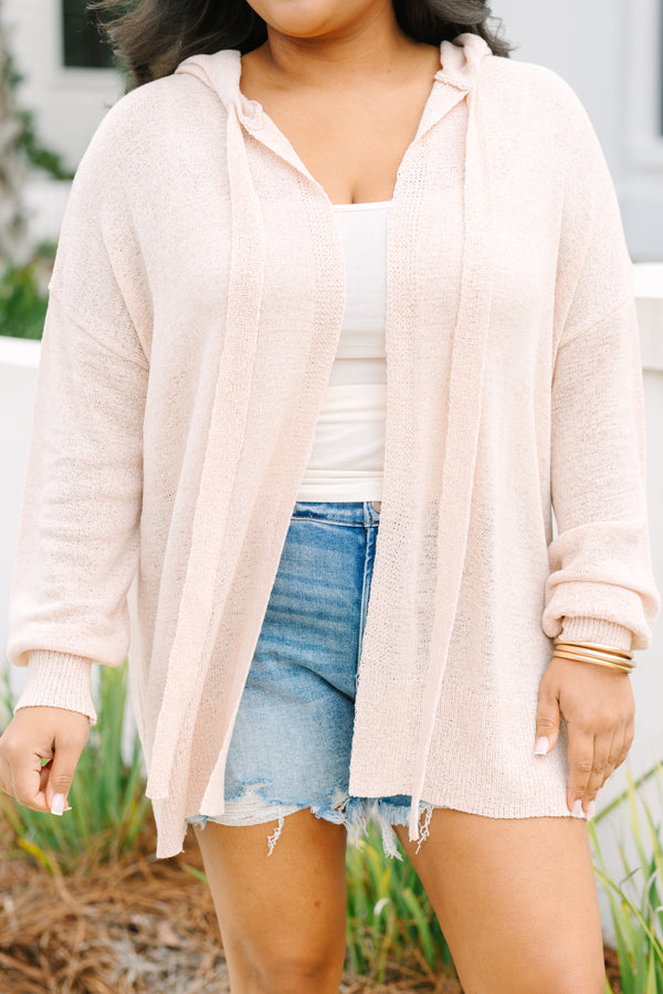 Chic soul plus size clothing, light tan long sleeve knit cardigan 