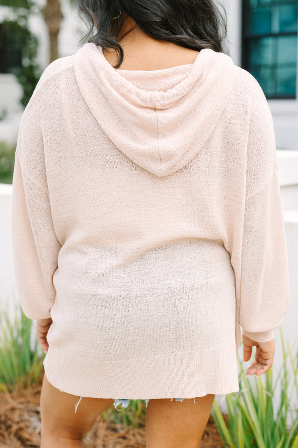 Chic soul plus size clothing, light tan long sleeve knit cardigan 