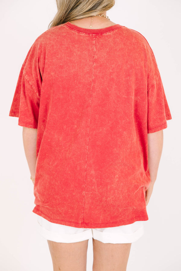 dark red acid wash relaxed tee with USA graphic