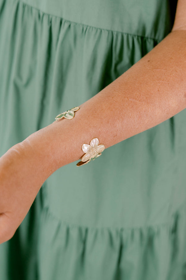 Chic Soul plus size clothing, gold flower bangle 