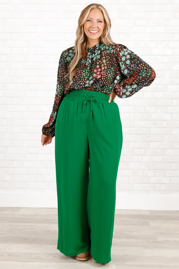 Chic Soul plus size clothing, multicolored floral pattern top with a high neckline and bubble sleeves