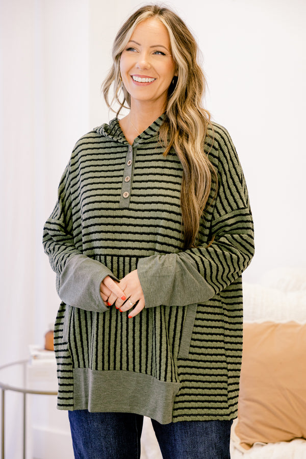 Coastal Breeze Hoodie, Green-Black