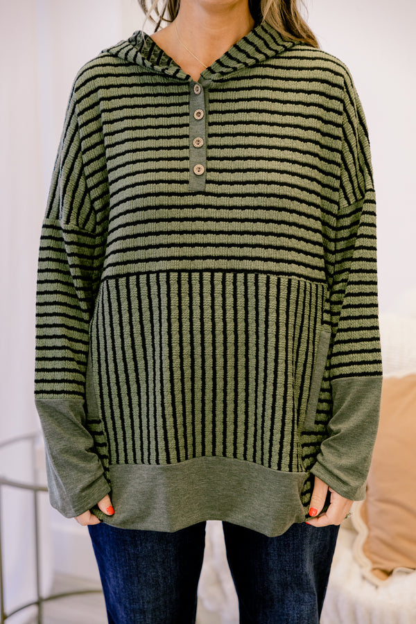 Coastal Breeze Hoodie, Green-Black