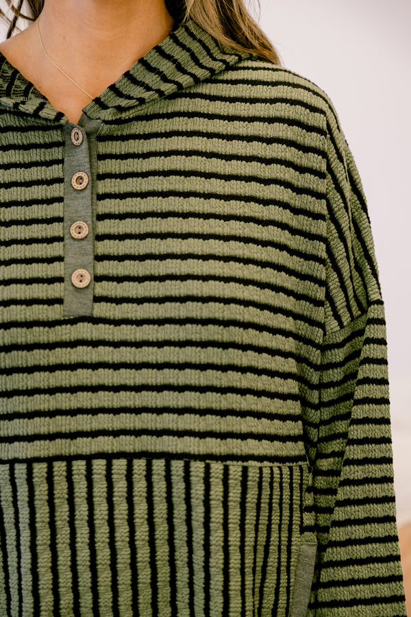 Coastal Breeze Hoodie, Green-Black