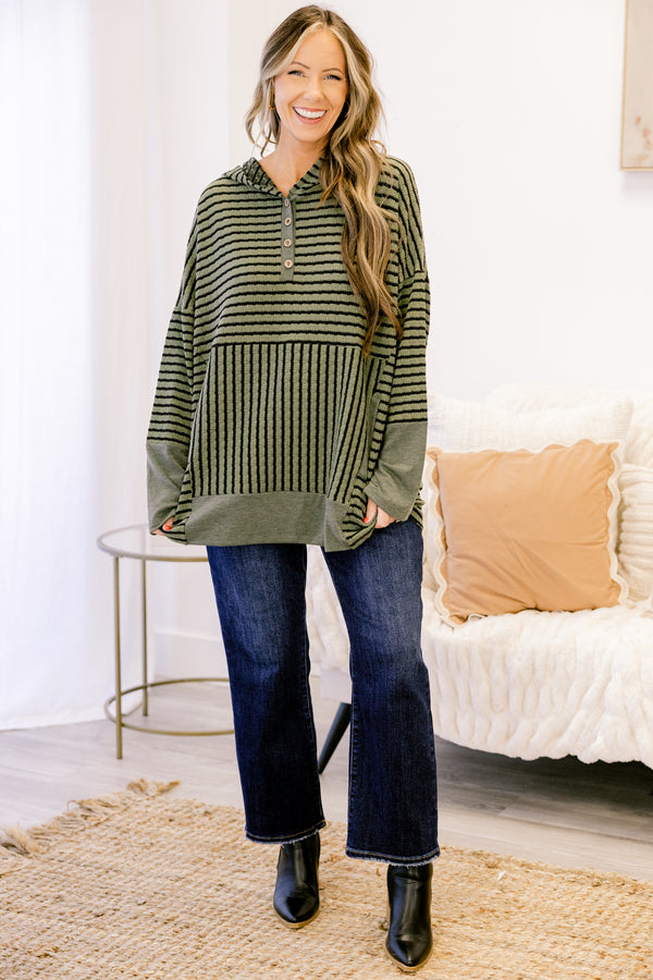 Coastal Breeze Hoodie, Green-Black