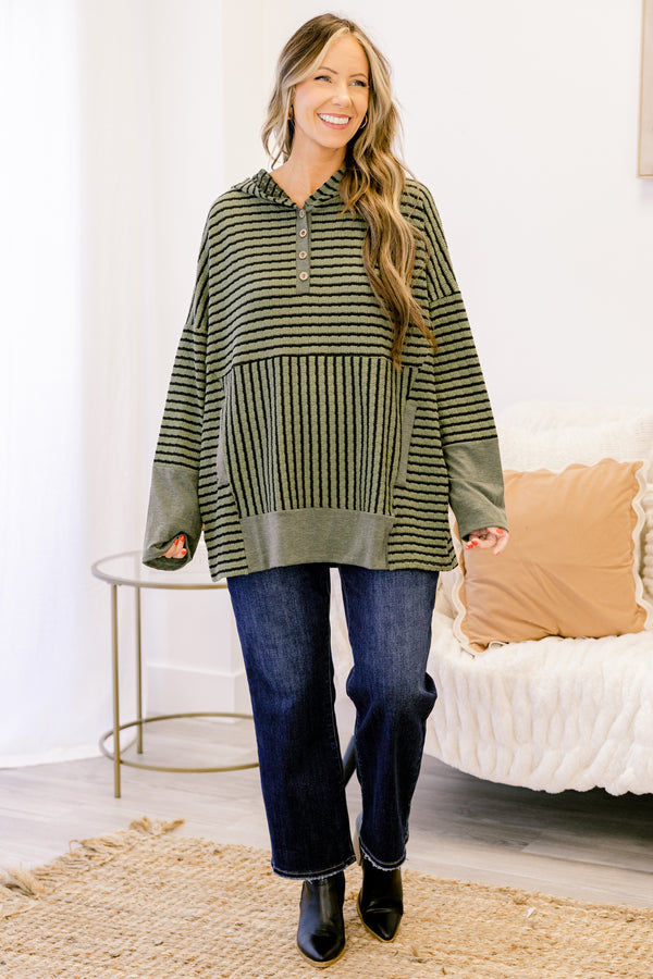 Coastal Breeze Hoodie, Green-Black