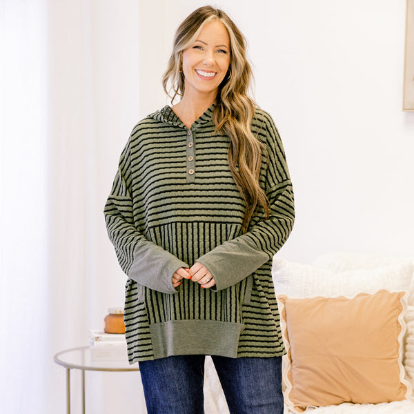 Coastal Breeze Hoodie, Green-Black