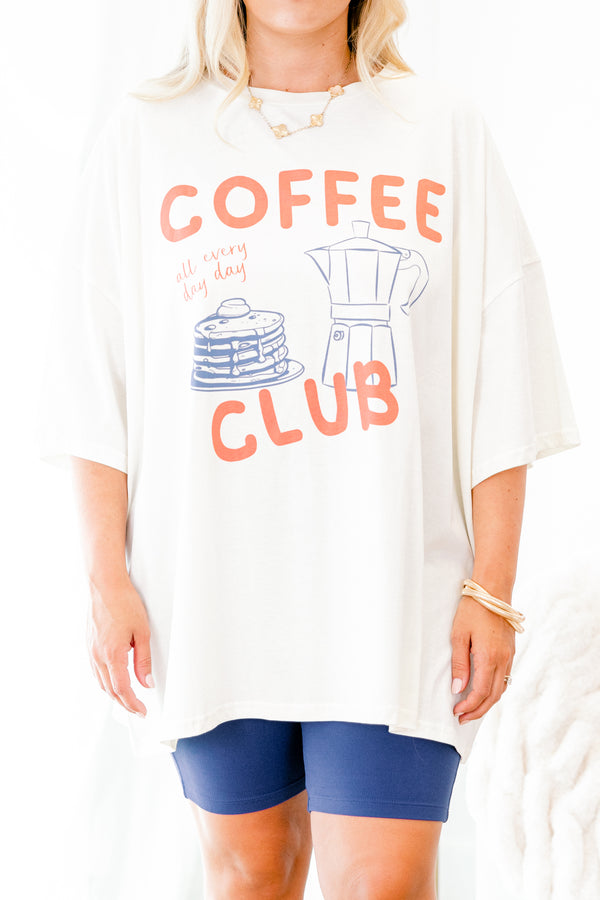 Chic Soul plus size clothing, ivory short sleeve graphic tee with the words 