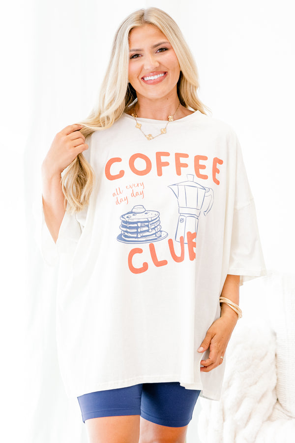 Chic Soul plus size clothing, ivory short sleeve graphic tee with the words 