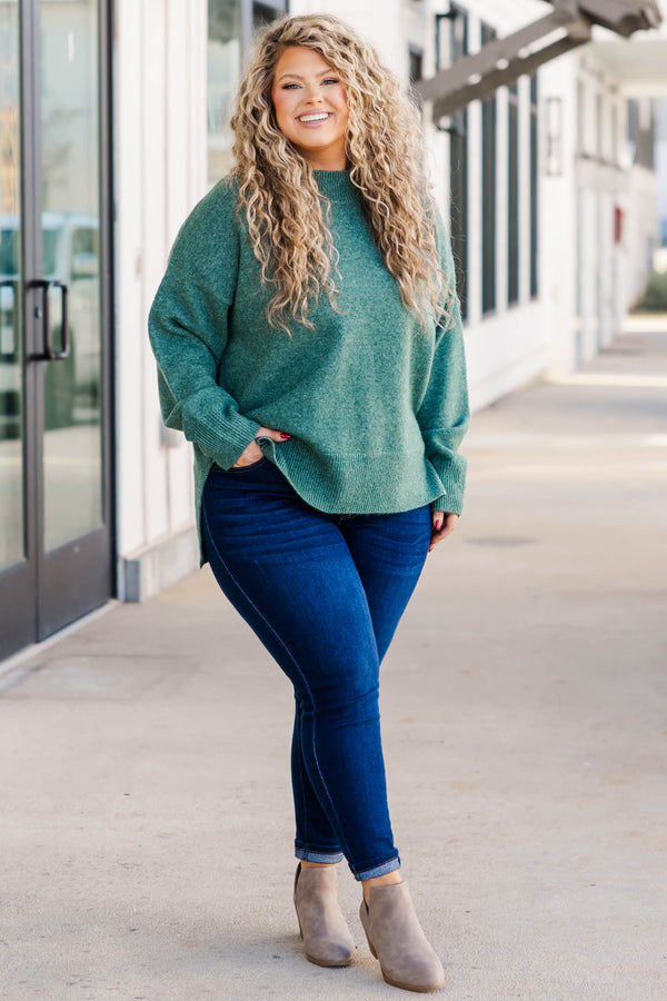 Chic Soul plus size clothing, green knitted sweater