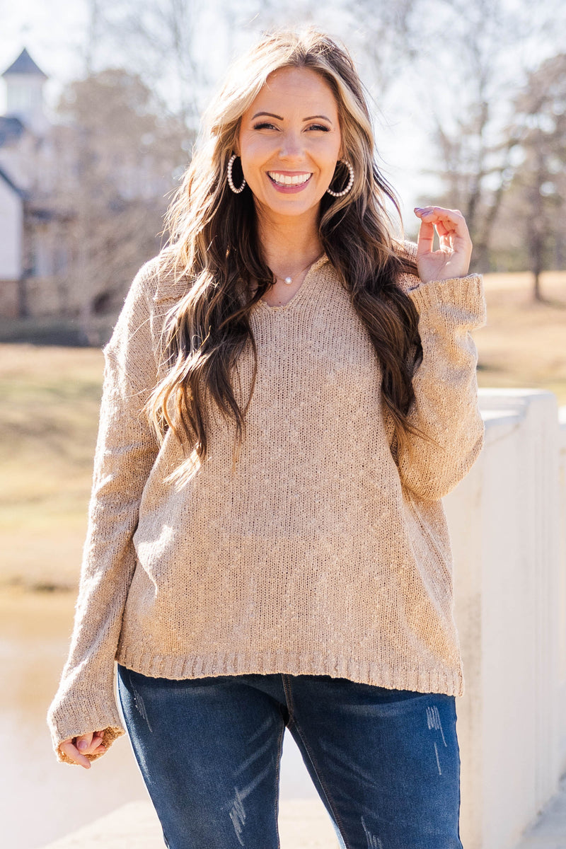 light brown sweater outfit