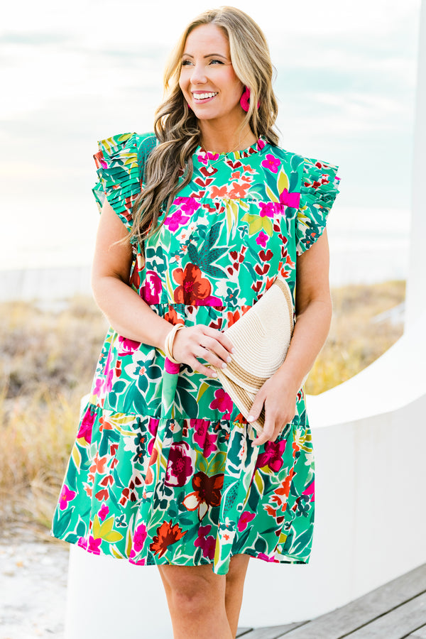 Women's Colorful Me Dress, Green | Size: 2X By Chic Soul Women's Colorful Me Dress, Green | Size: 2X By Chic Soul