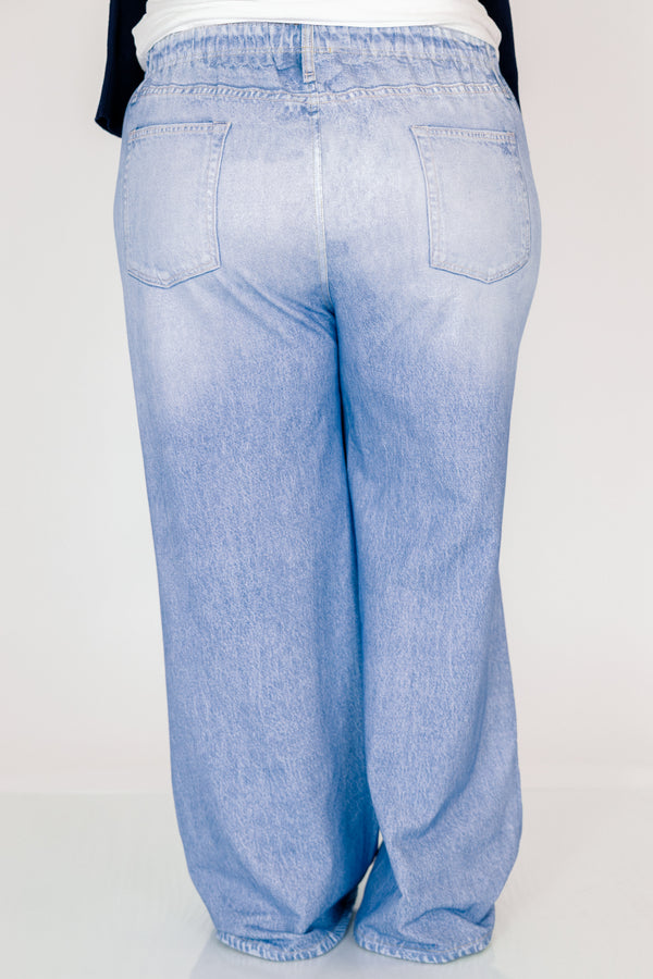 Chic Soul plus size clothing, light medium wash wide leg slouchy jeans
