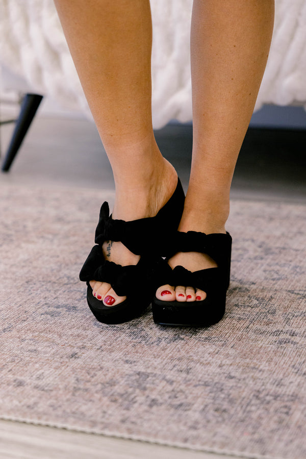 Chic Soul plus size clothing, black block heels with 2 ties across the top