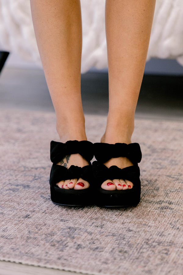 Chic Soul plus size clothing, black block heels with 2 ties across the top