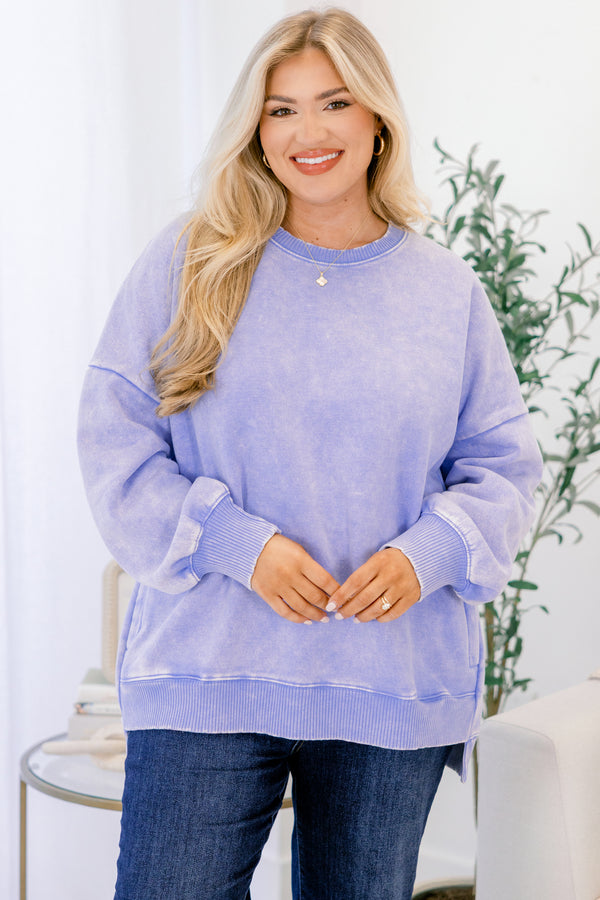 Chic soul plus size clothing, light blue crewneck pullover