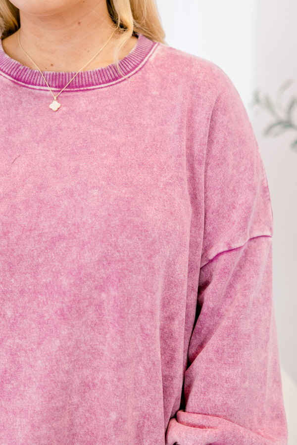 Chic Soul plus size clothing, light plum purple long sleeve pullover with side slits