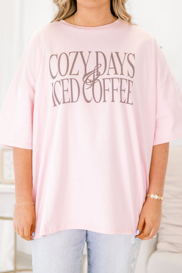 Chic Soul plus size clothing, dusty pink short sleeve boyfriend tee with 